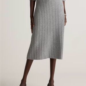 Cashmere Gray Ribbed Knit Skirt